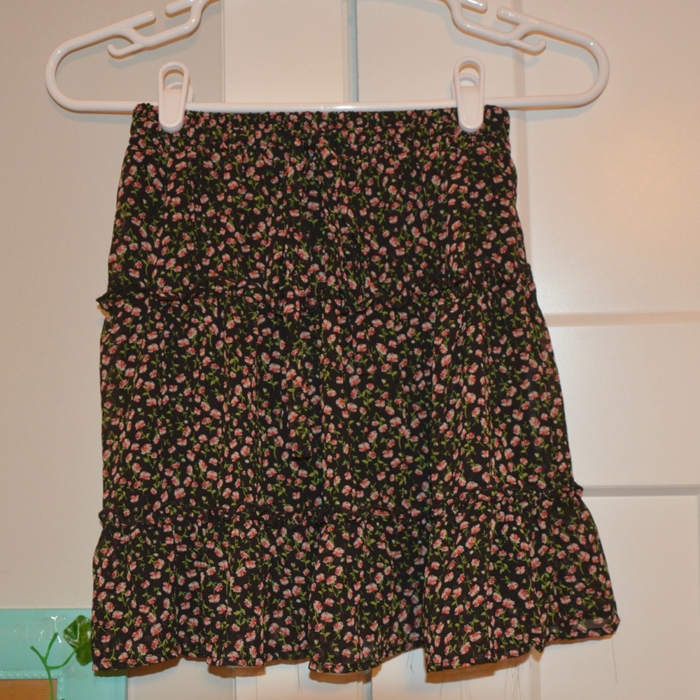 Floral Black Skirt